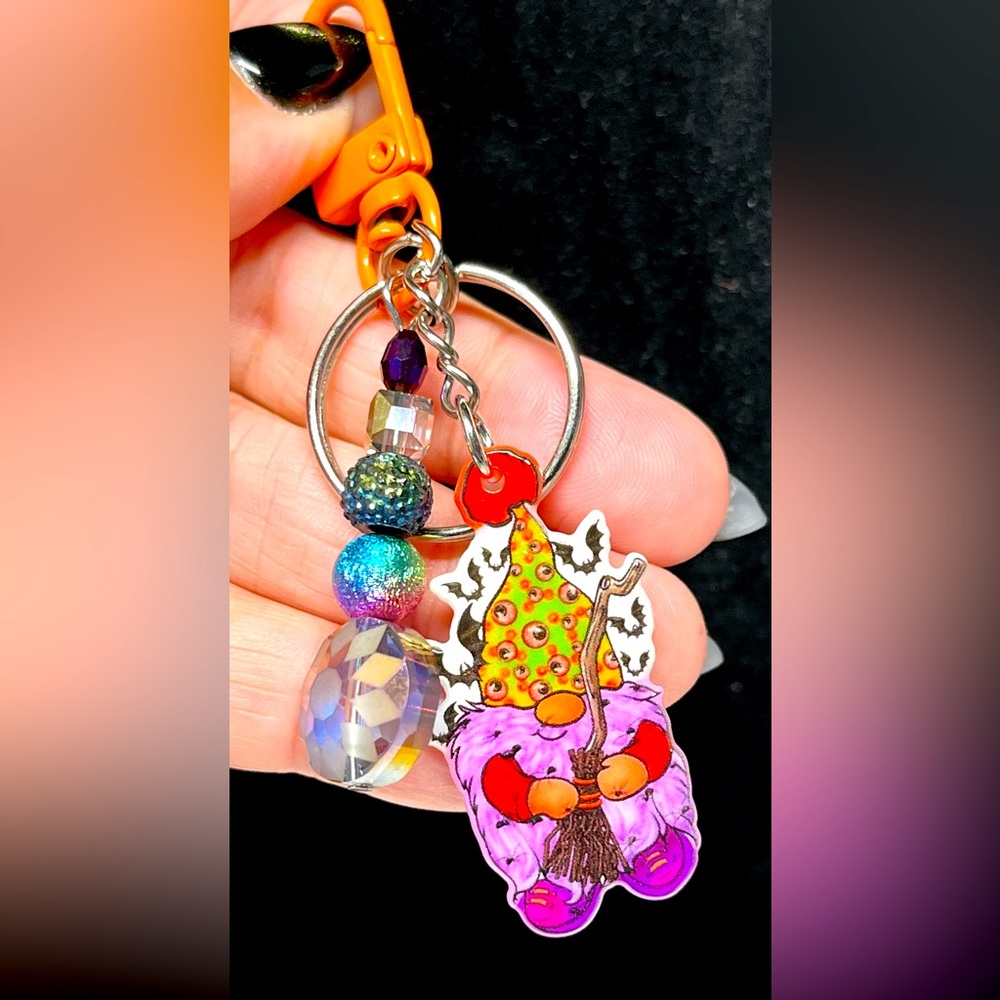 🎃Spooky GNOME punk zipper pull or purse bling-minimalist Halloween style